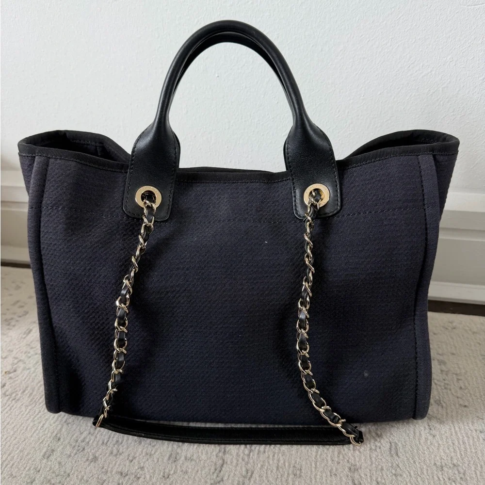 CHANEL Black Canvas Small Deauville Tote - Picture 2 of 6